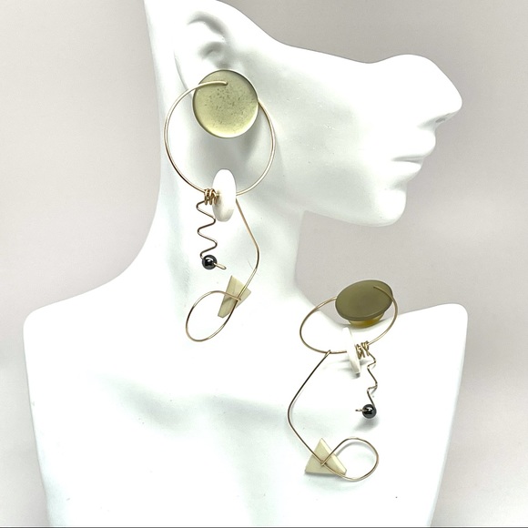 Vintage Mobile Style Modernist Geometric Earrings - Picture 6 of 14